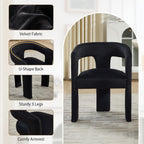 Modern Barrel Dining Chairs Set of 6, No Assembly Velvet Upholstered Dining Room Chairs with Open Back and 3 Legs, Comfy Accent Armchairs for Living Room/Bedroom/Kitchen/Reading, Black