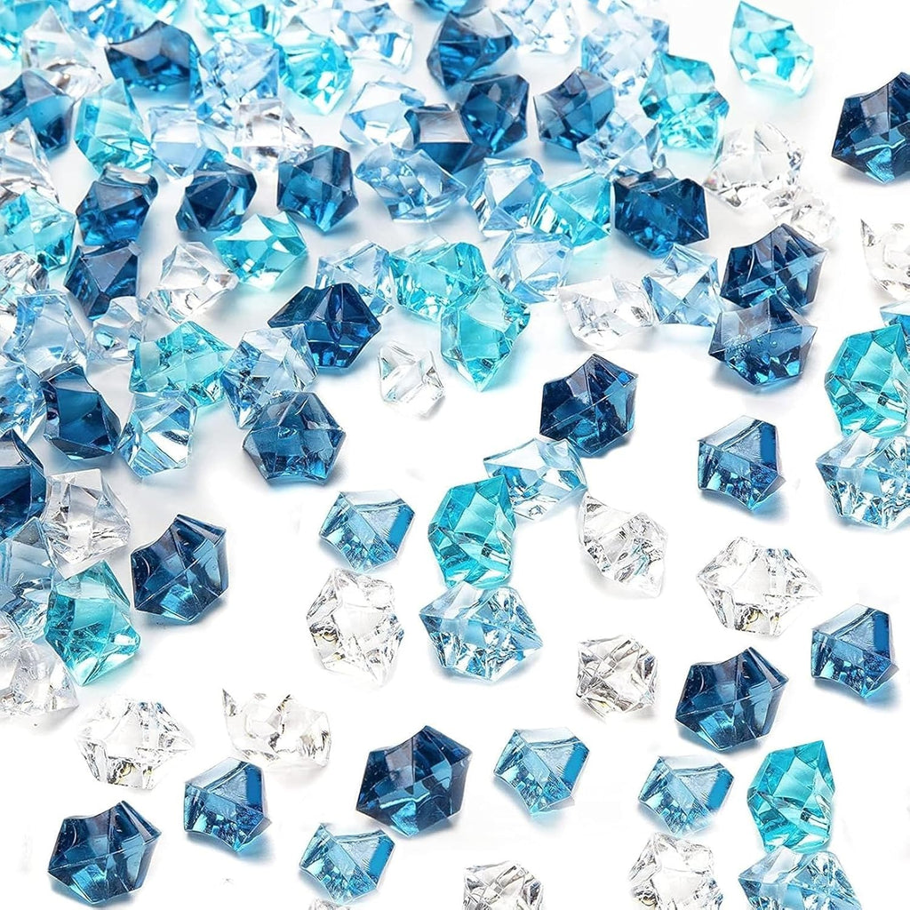 DomeStar 1050PCS 0.4 x 0.6inch Small Mixed Blue Fake Ice Rocks Vase Fillers, Aquarium Gravels Small Stones for Fish Tanks Decorations Home Table Scatter