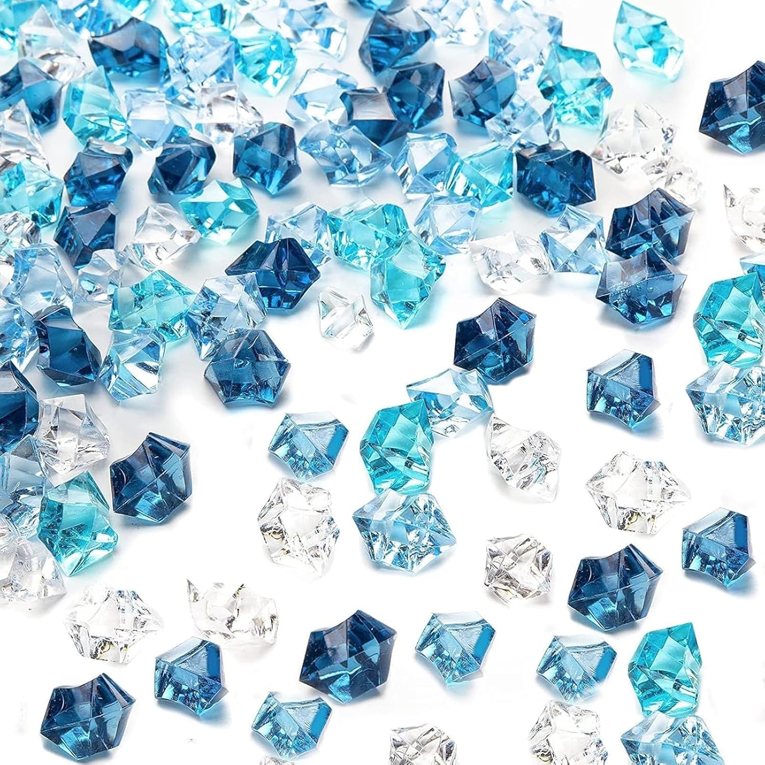 DomeStar 1050PCS 0.4 x 0.6inch Small Mixed Blue Fake Ice Rocks Vase Fillers, Aquarium Gravels Small Stones for Fish Tanks Decorations Home Table Scatter