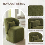 KISLOT Upholstered Dining Chairs with Wheels, Easy Assembly Stain Resistant Fabric Modern Barrel Armchair with Lumbar Cushion, Dining Room Chairs for Kitchen Living Room Bedroom, Green, Set of 2