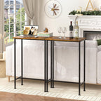DAOUTIME Bar Height Table, Compact Bar Table, Counter Height Kitchen Dining Table for Apartment Breakfast Nook Home Bar, Sturdy Metal Frame, Small Console Table for Narrow Spaces