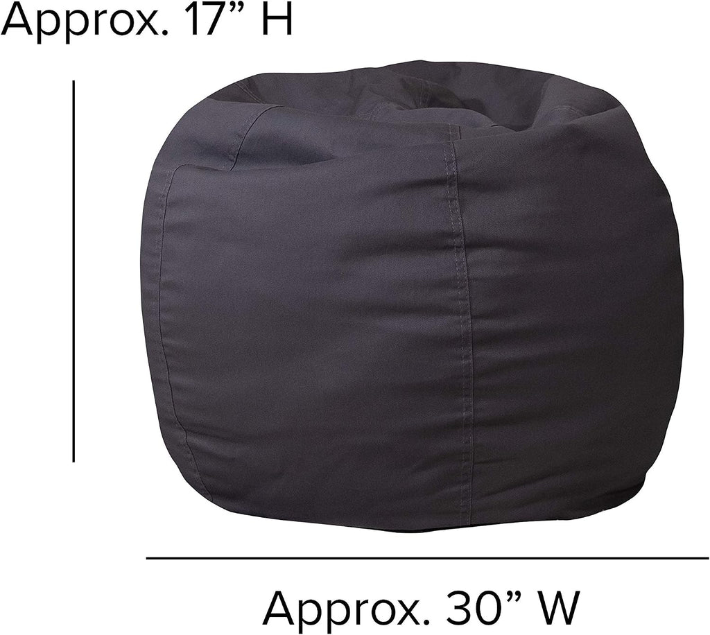 EMMA + OLIVER Small Solid Gray Bean Bag Chair for Kids and Teens