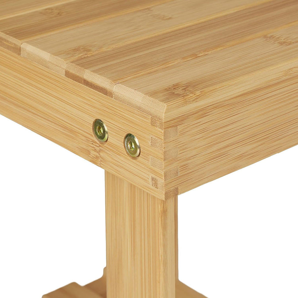 Relaxdays Bamboo Footstool, up to 100 kg, Sturdy Step Stool, Children's Stool Bathroom, Footstool, H x W x D: 33.5 x 25 x 39 cm, Natural