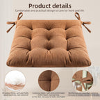 HLOVME Corduroy Chair Cushion with Ties Ultra Soft Warm Floor Cushion for Kids Reading Nook Comfortable Square Seat Cushion for Adult 15.7”x15.7”, Khaki
