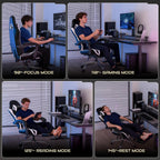 Gaming Chair with Footrest & Massage Lumbar, Ergonomic Reclining Gaming Chair 330lbs with Headrest Pillow for Office, Home & Long Gaming Sessions, White