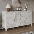 LUXOAK 60'' High Gloss Burl Wood Buffet Sideboard, Storage Cabinet with 3 Drawers & 2 Closed Cabinets, Modern Buffet Table for Dining Room,Living Room, Grey