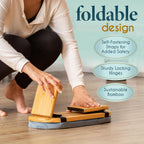 Florensi Folding Bamboo Kneeling Meditation Chair - 18 x 7 x 6 in, Grey, Portable Kneel-On Bench, Foldable Bench for Prayers, Stable Meditation Support & Anti-Slip Feet