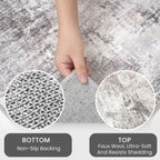IOHOUZE Abstract Runner Rug 2x6 Ft Washable Runners for Hallways, Non Slip Kitchen Runner Printed Faux Wool Entryway Runner Indoor, Modern Abstract Floor Carpet for Hall Kitchen Bedroom, Grey Beige