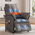 Power Recliner Chair for Adults with Heat & Massage - Linen Electric Reclining Sofa with Remote Control, 3 Side Pockets, 180° Lay Sleeper for Living Room Home Theater, Light Grey