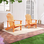 Adirondack Chairs Weather Resistant, Patio Firepit Chair, Sturdy Outside Chairs, Lawn Chairs, Easy Assembly 350lb, for Outdoor Patio Yard (Orange)