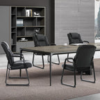 CLATINA Big and Tall 500 lbs Waiting Chair, Leather Guest Reception Chairs with Sled Base and Padded Arm Rest for Waiting Room Office Home and Meeting Conference-Black
