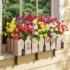 Artificial Flowers for Outdoors, 12 Bundles Fake Plants for Outside Decoration, UV Resistant No Fade, Realistic High End Silk Plastic Morning Glory for Planter Porch Patio Yard