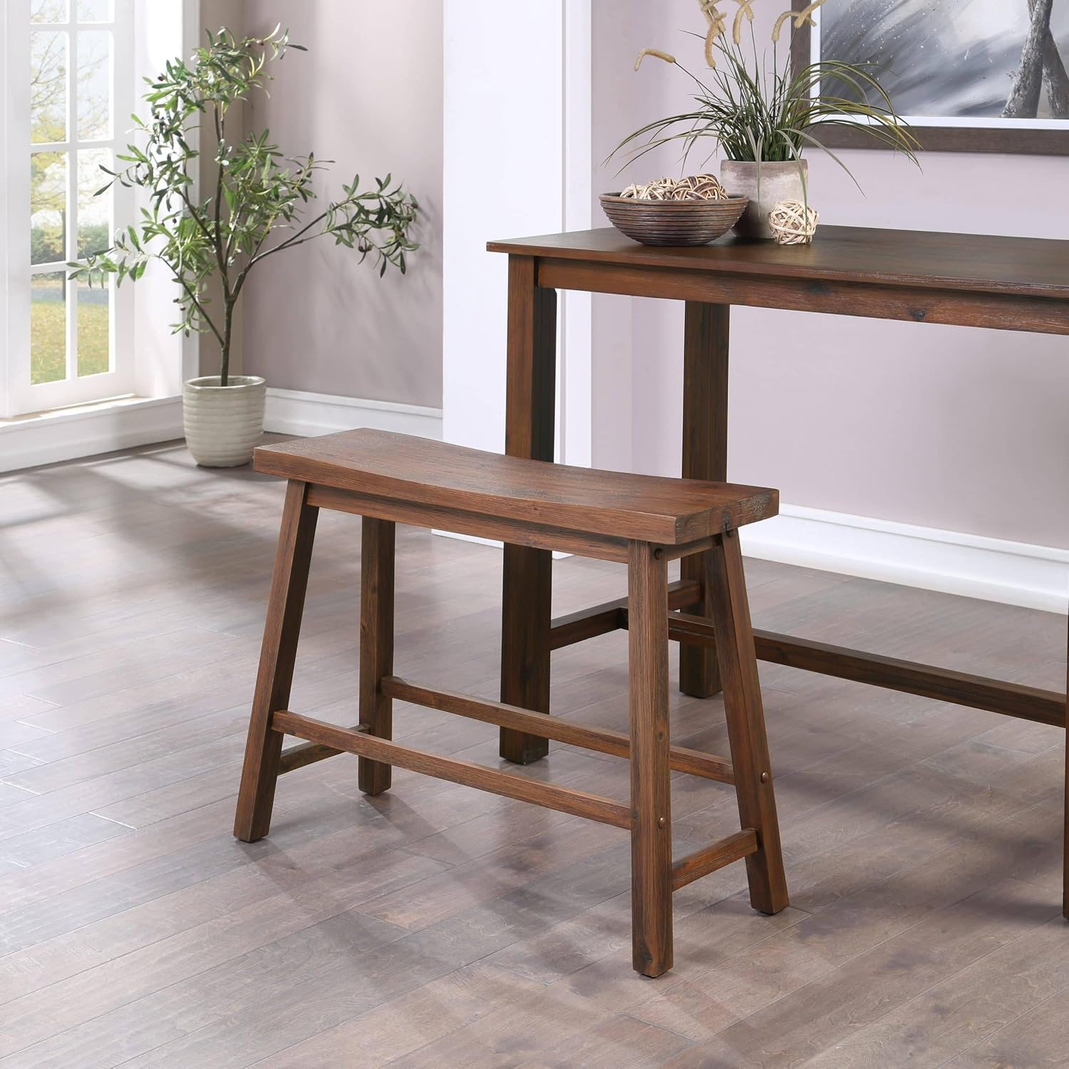 Boraam Sonoma Backless Bench - Chestnut Wire-Brush