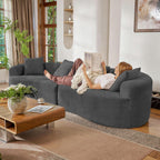 110” Modern Curved Sofa,Oversized Couch for Living Room,Cloud Couch with Boneless Couchs,Modular Sectional Sofa with Deep Seat,No Assembly Required,Black