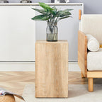 Natural Wood Marble Texture Side Table, MDF End Table, 11.8 x 11.8 x 19.6 Inch, Rectangular Living Room Accent