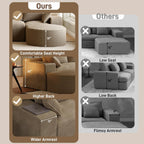 108" U-Shaped Boneless Couches for Living Room,Comfy Fluffy Cloud Sectional Couch with Curved Ottoman, Modern Plush Corduroy Deep Seat Modular Sectional Sofa for Small Spaces, Light Brown