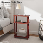 Apicizon 3 Tier End Table, Narrow Side Table with Storage Shelf, Bedroom, Living Room, Entryway, Farmhouse, Dark Brown