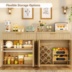 Buffet Sideboard Cabinet with Storage, 31.5" Buffet Table Coffee Bar Wine Bar Storage Cabinet with Adjustable Shelf for Living Room, Kitchen, Natural