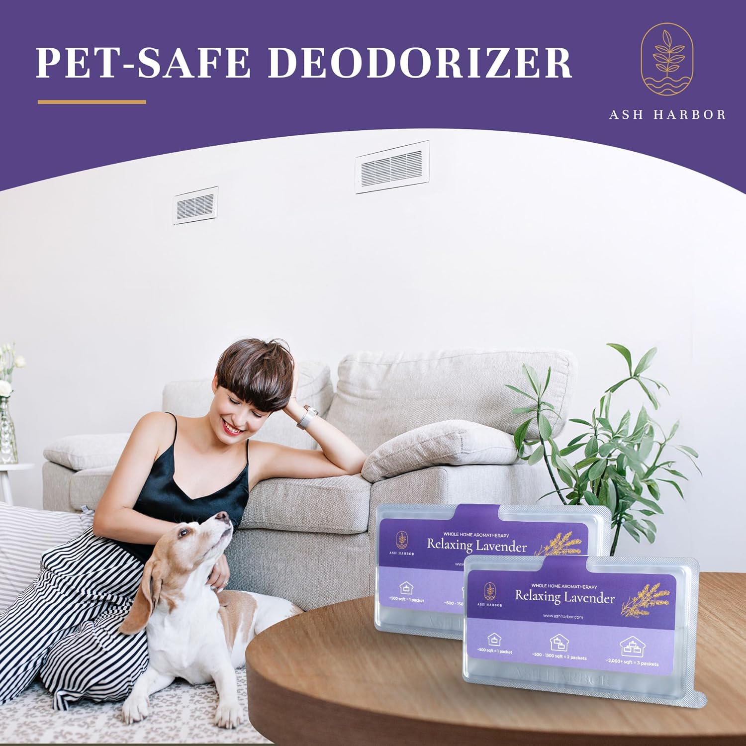 Relaxing Lavender Whole Home Aromatherapy | Furnace Filter Scent & AC Air Freshener Whole House | HVAC Duct Odor Eliminator for Lasting Freshness | Filter Fresh 6 Pack by Ash Harbor