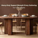 RedLemon 63" Oval Dining Table for 4-6 People, Wood Kitchen Table with Thick Stable T-Shaped Base & Curved Edge, Modern Dinner Table for Dining Room, Kitchen, Rustic Walnut