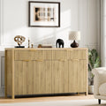 Lulive Fluted Buffet Cabinet with Storage 55 inch Wood Large Sideboard with Adjustable Shelves for Entryway Kitchen Living Room, Natural