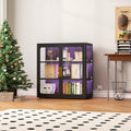 pozdeg Display Cabinet with Glass Door, 34" Curio Cabinet with RGB Lights and 2 Adjustable Shelves, Glass Display Case for Collectibles, Toys, Books, Figures, Exhibit (Black)