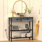 32" Narrow Console/Entryway Table with Storage & 2 Drawers & Outlets, for Sofa & Living Room, Hallway/Foyer/Couch/TV/ Aquarium Stand Table for Entryway with USB Ports, LED Light Strip,Perfect for Home