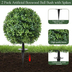 Artificial Topiary Bushes for Outdoors with Spike, Boxwood Ball Fake Shrubs UV Resistant Faux Plants for Indoor Outdoor Fall Thanksgiving Halloween Decor (Artificial Topiary Boxwood Ball Tree)