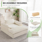 HUBSON 69" Oversized Boneless Chaise Lounge Chair Indoor, Comfy Deep Seat Sleeper Lounge Couch, Upholstered Chenille Cloud Chairs for Living Room, Bedroom, Apartment, No Assembly Required, Beige