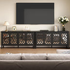 RoyalCraft 63'' Sideboard Buffet Cabinet with Storage, Accent Cabinet Credenza with 4 Doors and Adjustable Shelves, Vintage Media Console for Entryway, Living Room, Kitchen, Satin Black