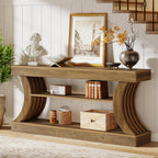Tribesigns 70.9-Inch Long Farmhouse Entryway Console Table with Storage, 3-Tier Wooden Couch Table Behind Sofa, for Entry, Entrance, Hallway, Foyer, Living Room, Rustic Brown