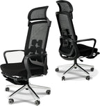 Ergonomic Office Chair with Footrest, High Back Desk Chair with Adjustable and Removable Headrest for Waist or Back Support,3 Gear Tilting Backrest,400lbs Weight Capacity Metal Base with Swivel Wheels
