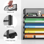 2 Pack 5-Tier Paper Organizer Letter Tray with Handle - Black Mesh Desk Paper Sorter File Organizer for Office, Home or School File Folder Holder