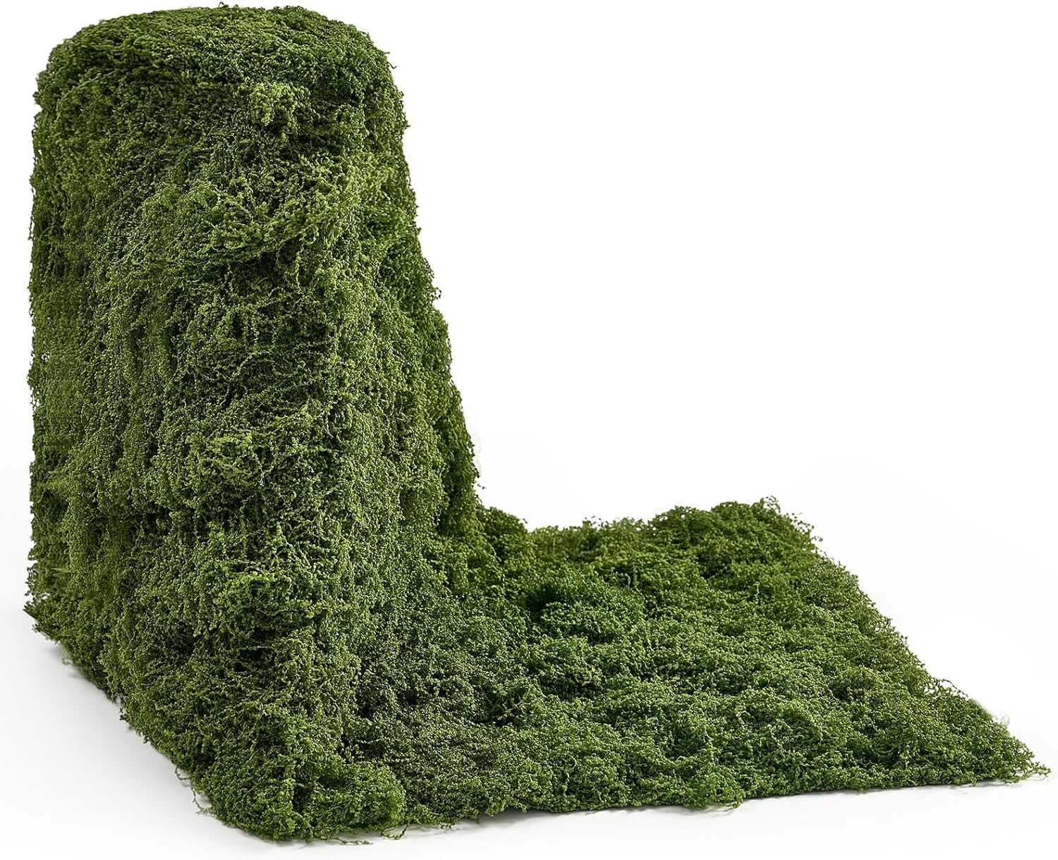 Artificial Moss Mat 15.75“ × 8.86 ft, Faux Moss Roll Runner Sheet for Crafts & Wedding Decor, Reusable Green Nylon Fake Moss Roll for Garden Theme Party, Fireplace & Table Display