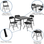 EMMA + OLIVER 5-Piece Multipurpose Folding Card Table and Chairs Set for 4 Players, Padded Top Portable Square Folding Table and Chairs Set, Black