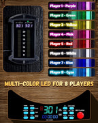 Electronic Dart Board, Electric Dartboard Cabinet Set for Adults [6 Soft Tip Darts] Individual Light Color for Each Player, Wooden Dartboard Cabinet for Family Game