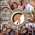 Japanese Folding Hand Fan for Women - Bamboo Silk Handheld Foldable Fan with Tassel & Pouch for Hot Flashes, Rave, Church, Gift,Wedding - Whisper-Quiet, Purse Size (Bamboo Black)