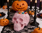 Skull Bowl Decorative Skull Vase Makeup Brush Pen Holder Organizer Dresser Gothic Table Organizer Decoration, Pink Skull Pot Enthusiasts Gifts