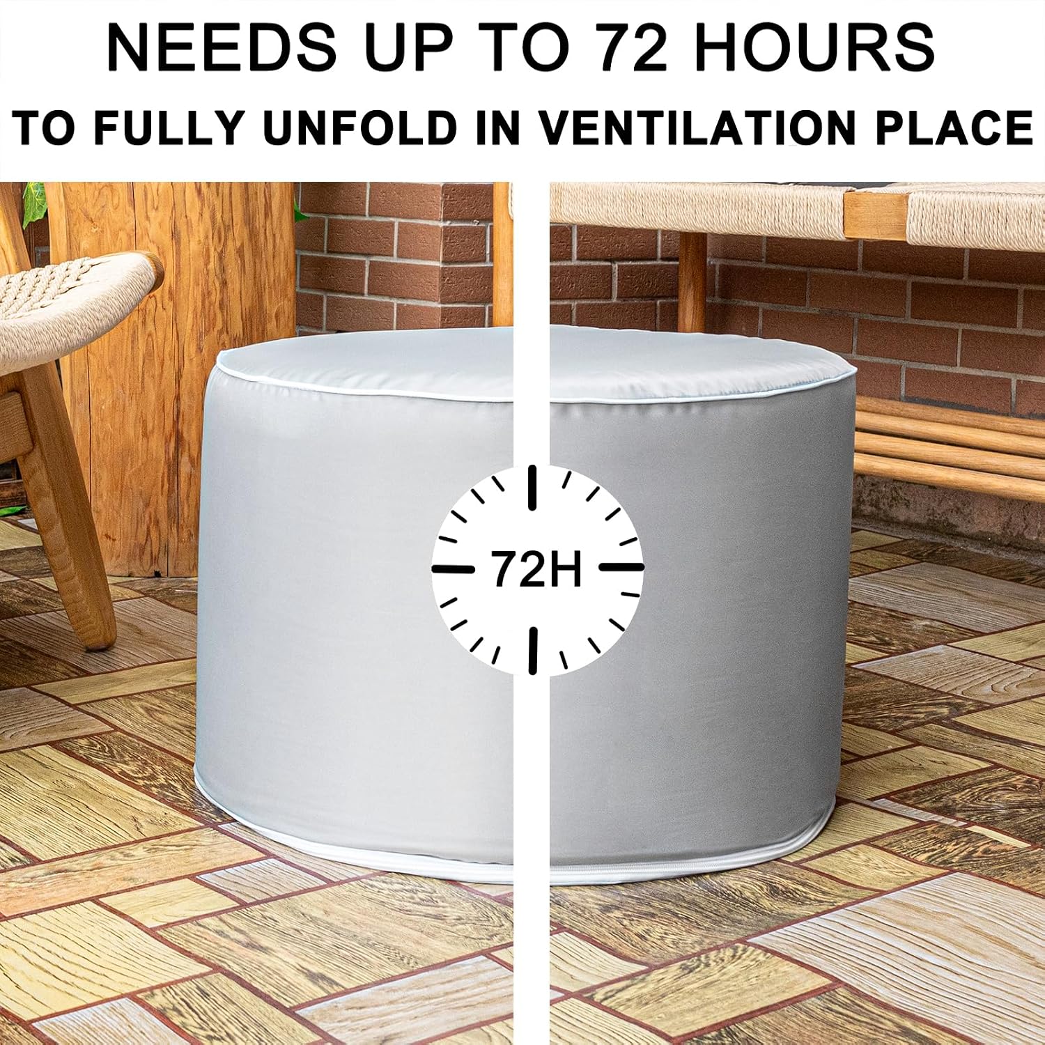 Multipurpose Outdoor Ottoman for Patio 20x14 Inches, Backyard, Additional Seating, Footrest, Side Table,Outdoor Patio Bean Bag Ottoman (Light Gray, Round)