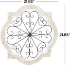 Deco 79 Wooden Scroll Home Wall Decor Wall Sculpture with Metal Scroll Work, Wall Art 22" x 1" x 22", White