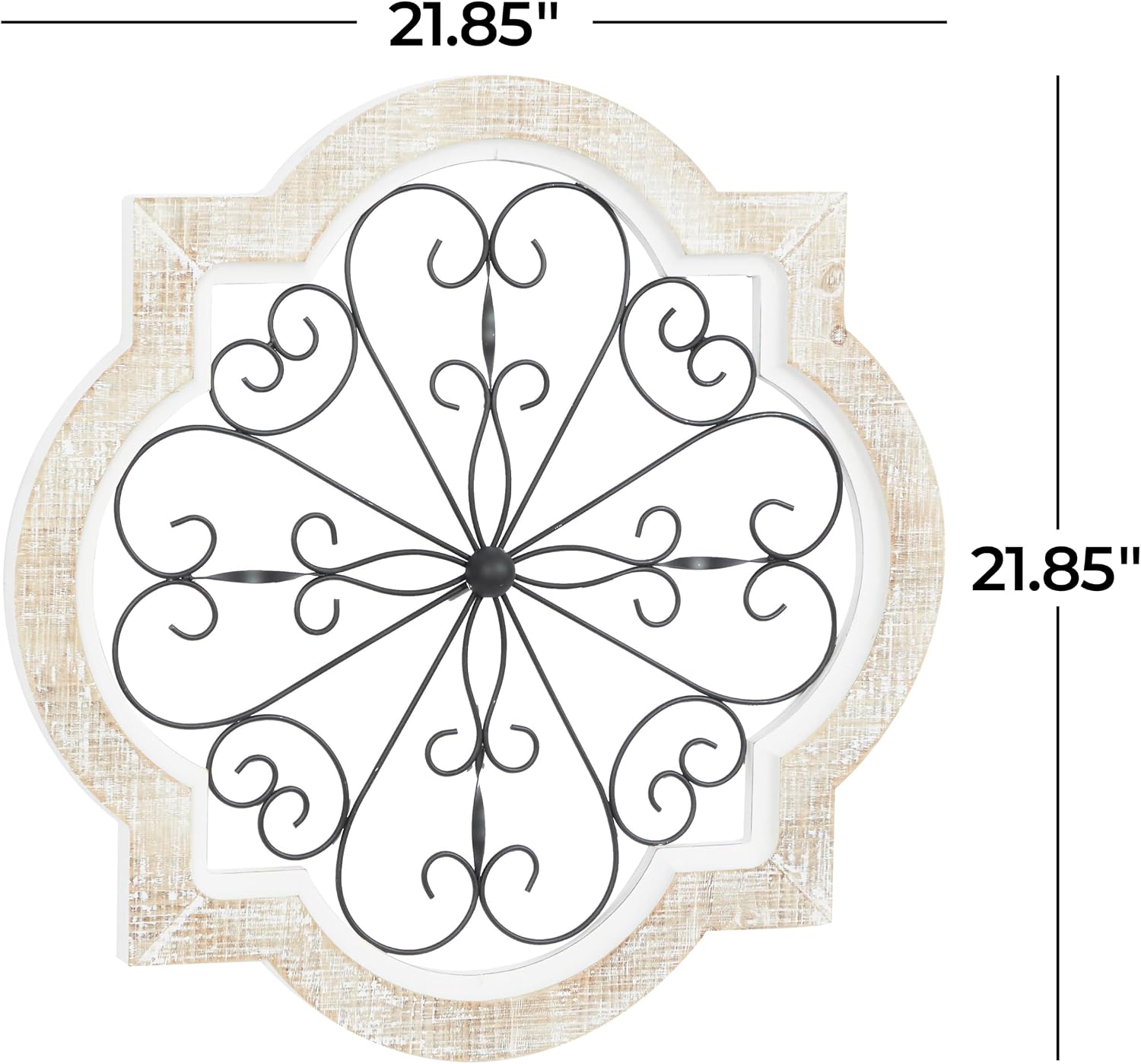 Deco 79 Wooden Scroll Home Wall Decor Wall Sculpture with Metal Scroll Work, Wall Art 22" x 1" x 22", White