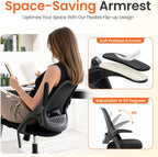 NEO Chair Office Chair Gaming Desk Computer Mesh Ergonomic Chair with Flip-up Arms Comfy Lumbar Support Adjustable Height Rolling Wheels Chair for Home Office (Black)
