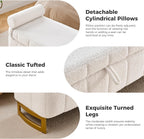End of Bed Bench with Storage, 63" Storage Bench for Bedroom King Size Bed, Storage Ottoman Bench with Golden Metal Legs, Bedroom Benches for Entryway Hallway, Teddy Cream White