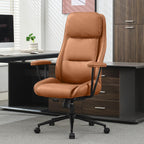 High Back Office Desk Chair,Ergonomic Reclining Office Chair,Modern Swivel Computer Chair,Conference Room Chairs,Brown Leather Chair with Lumbar Support,330lbs (Pure Brown)