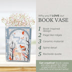Steel Mill & Co Original Book-Shaped Decorative Vase, Ceramic Vases for Home Decor, Whimsical Bookshelf Decor, Unique Vase for Book Lovers (Large - Fairy Tales)