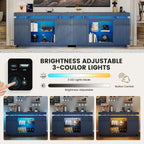 LVSOMT 47.2" Sideboard Buffet Cabinet with Storage, Modern Buff Storage Cabinet with Drawers with Motion Sensor, Lighting, Adjustable Shelf, Coffee Bars for Kitchen Dining Room Entryway (Blue)