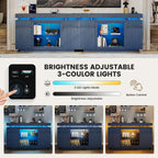 LVSOMT 47.2" Sideboard Buffet Cabinet with Storage, Modern Buff Storage Cabinet with Drawers with Motion Sensor, Lighting, Adjustable Shelf, Coffee Bars for Kitchen Dining Room Entryway (Blue)