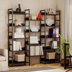 IRONCK Bookshelf, Bookshelves and Bookcases, 5 Tiers Bookshelf with Baffles, Large Book Shelf with Metal Shelving, Triple Wide Shelves for Living Room, Home Office