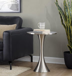 Grandview Gallery Lenuxe 24" Metal Accent Table, Side Table, Living Room End Table (Brushed Nickel)