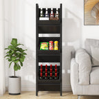 Tribesigns Wine Rack Freestanding Floor, 3 Tier Wooden Wine Storage Stand, Wobble-Free Wine Holder Display Shelf Liquor Bottle Organizer for Kitchen, Cellar (Black)